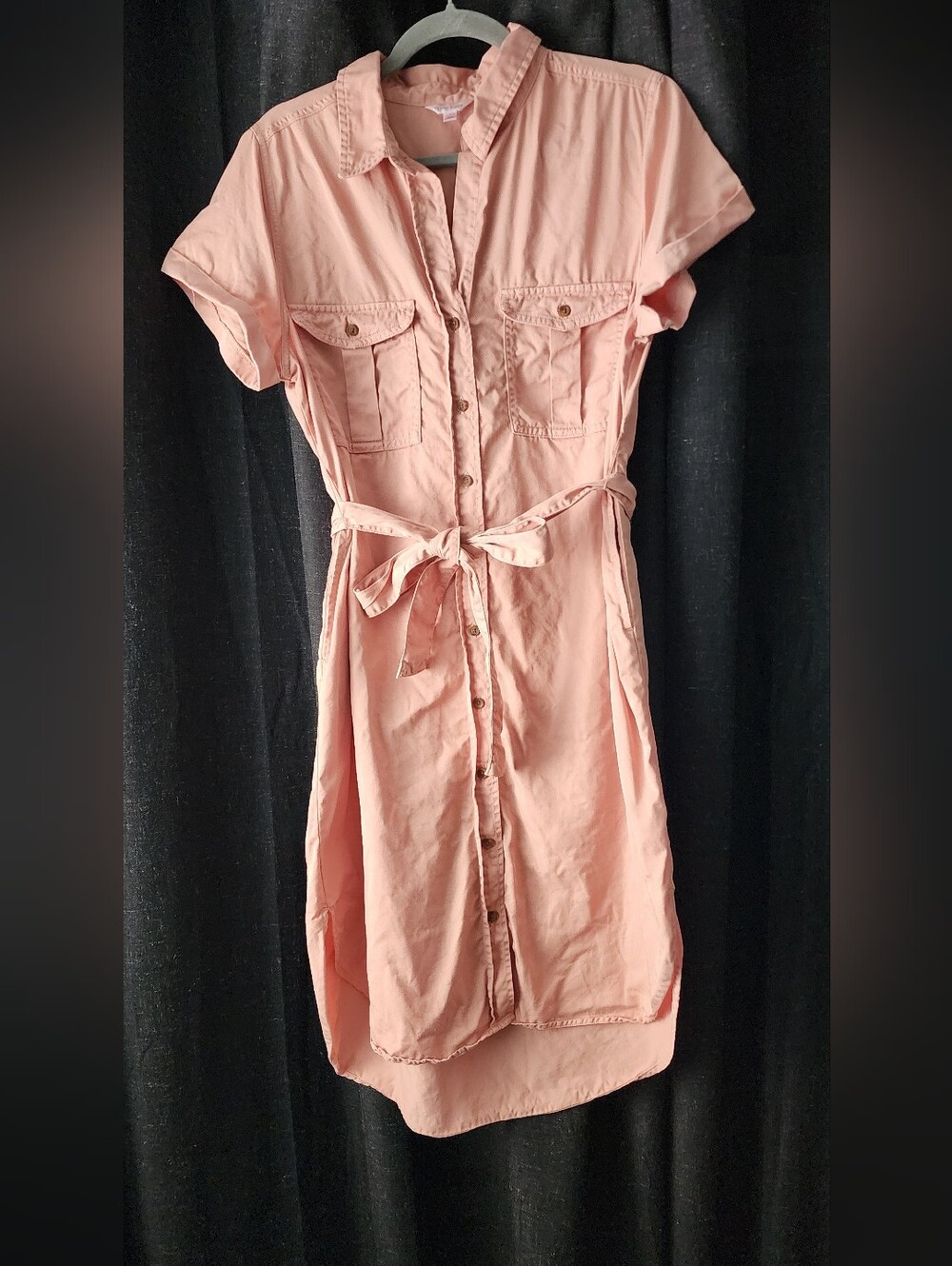Light Pink Button‑Front Belted Shirt Dress by Teddi Rose – Size L W/ Pockets